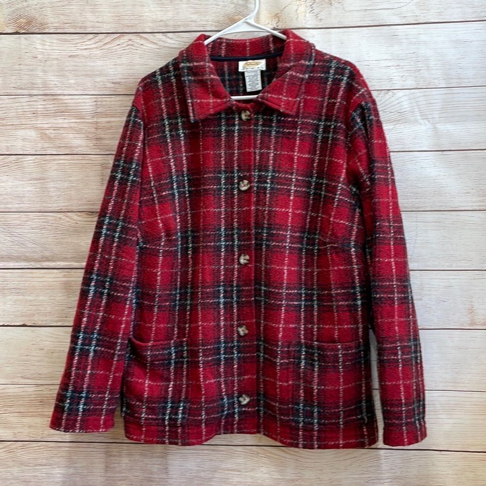 VINTAGE TALBOTS WOMAN‎ PLAID BLAZER IN RED